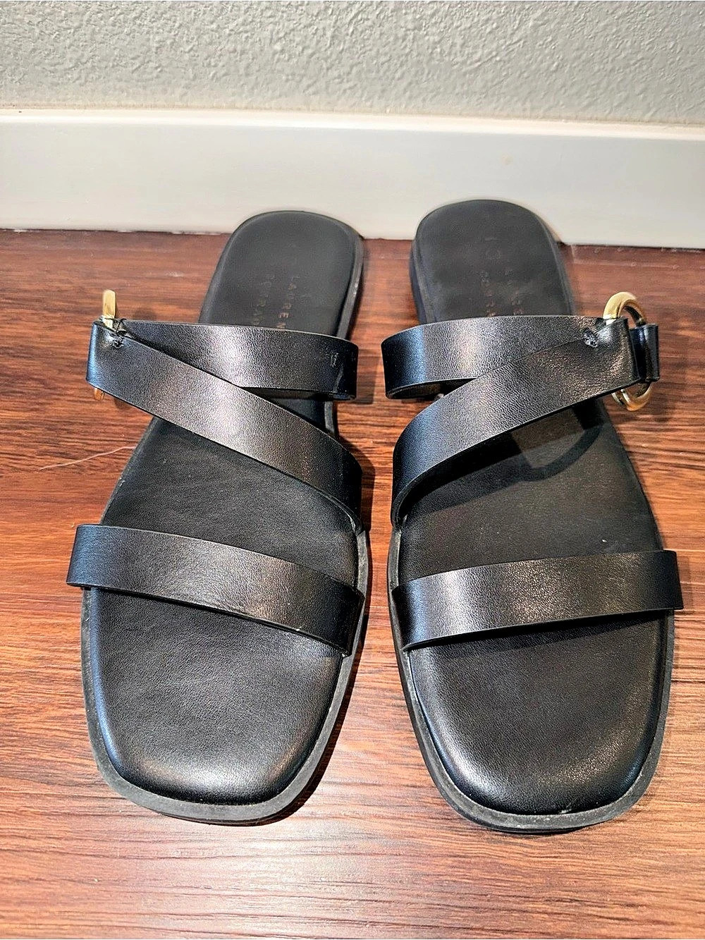 LC Lauren Conrad Buckle Slide Sandals Black